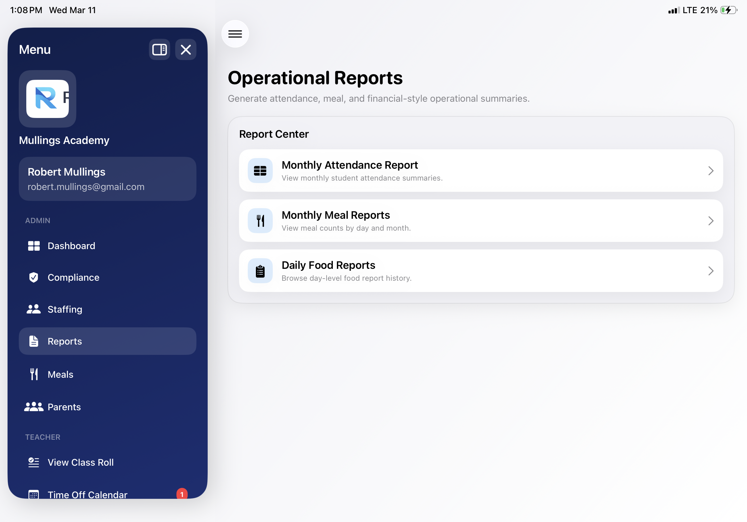 RatioOS reporting screenshot